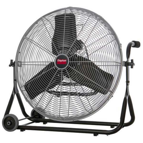 Mobile Floor Fan, 3 Speeds, Silver, Carrying Handle