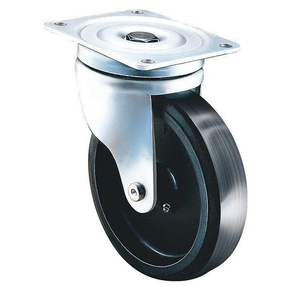 Swivel Caster Metric Plate, Cast Iron Wh
