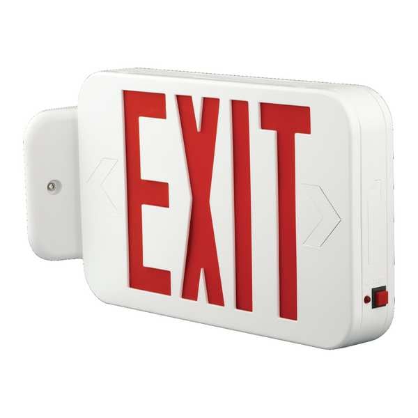LED Lighted Exit Sign, Wht, Plastic, 7-1/5
