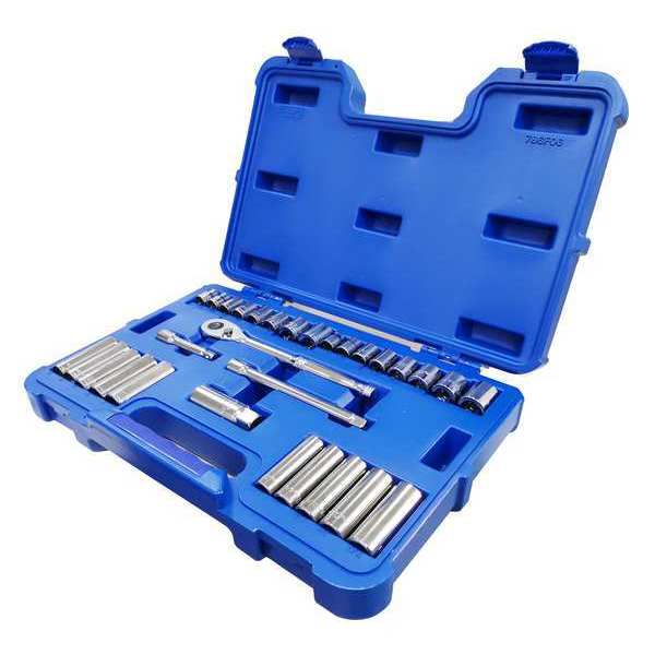 Socket Wrench Set, Chrome, 12Pt