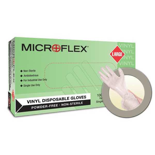 Disposable Gloves, Vinyl, Clear, XL ( 10 ), 100 PK