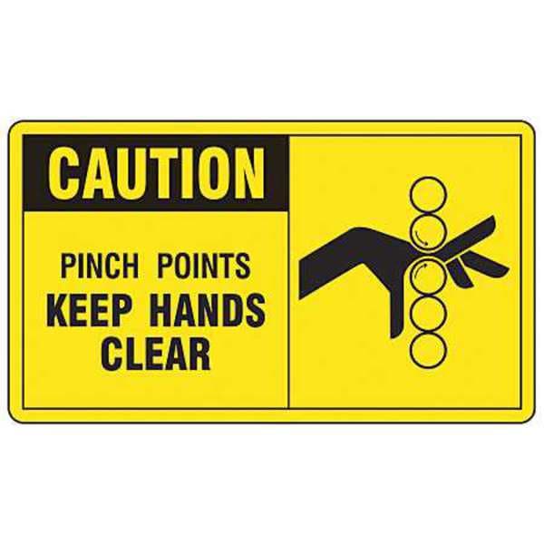 Safety Label, 3 1/2 in Height, 5 in Width, Vinyl, Horizontal Rectangle, English
