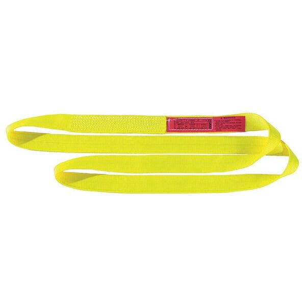 Web Sling, Endless, 8 ft L, 2 in W, Nylon, Yellow