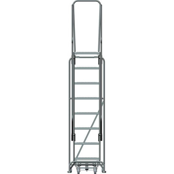 113 in H Steel Rolling Ladder, 8 Steps