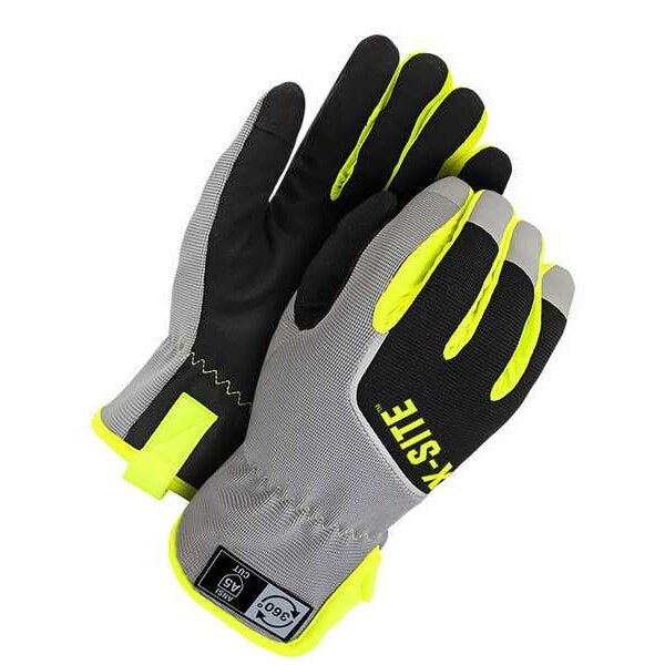 Mechanics Gloves, M, Black, Gray, Yellow