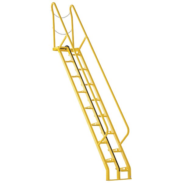 161 7/8 in Alternating Tread Stairs, Steel, 14 Steps, Baked-In Powder Coated Finish