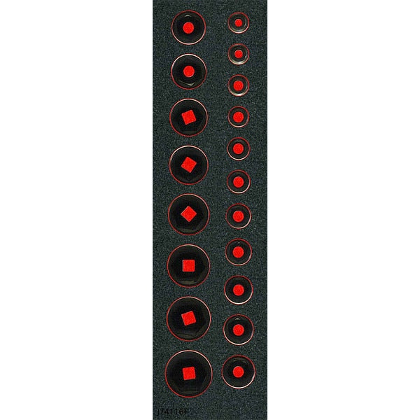 Impact Socket Sets, Alloy Steel, 19 pieces