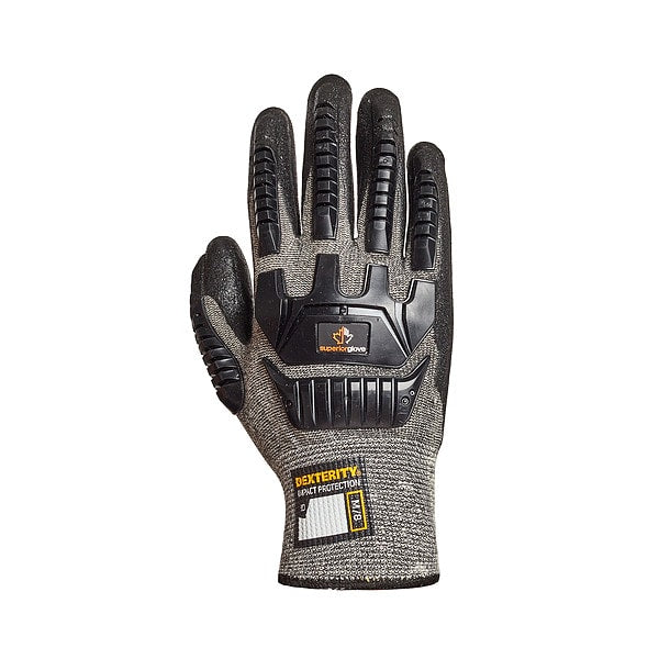 Work Gloves, Nitrile, 2XL, Black/Gray, PR