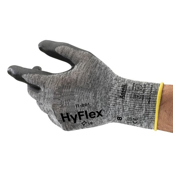 Foam Nitrile Coated Gloves, Palm Coverage, Black, S, PR