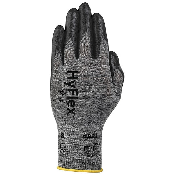 Foam Nitrile Coated Gloves, Palm Coverage, Black, S, PR