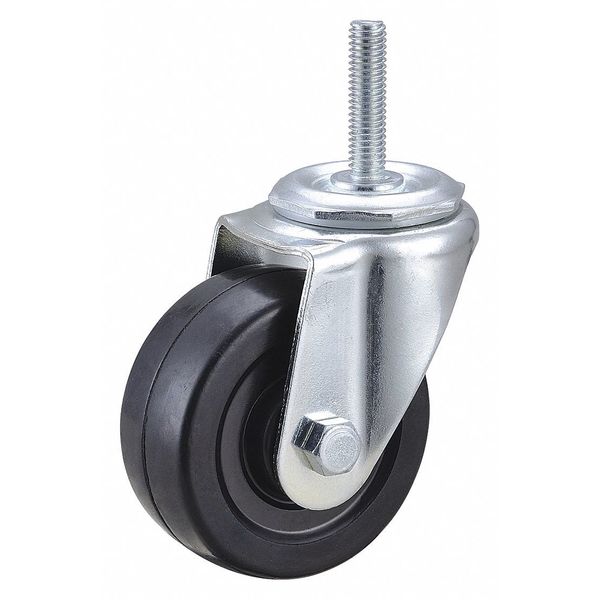 Swivel Stem Caster, Rubber, 3 in., 165 lb.
