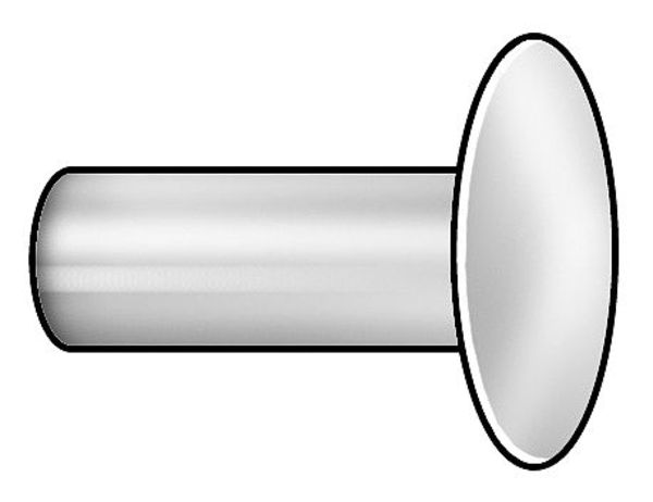 Semi-Tubular Rivet, Truss Head, 9/64 in Dia., 7/16 in L, Brass Body, 100 PK