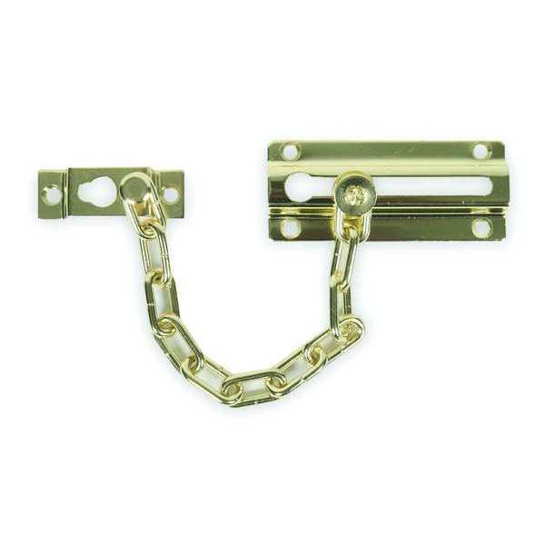 Chain Door Guard, Slide Bar, Brass Plated