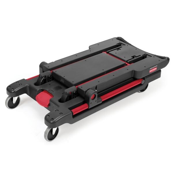 Plastic Convertible Utility Cart with Flush Plastic Shelf & Platform, Flat, 2 Shelves, 400 lb