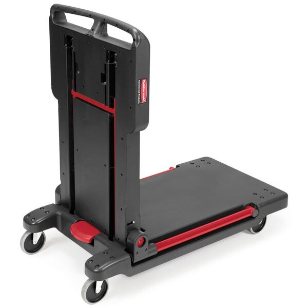 Plastic Convertible Utility Cart with Flush Plastic Shelf & Platform, Flat, 2 Shelves, 400 lb
