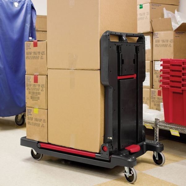 Plastic Convertible Utility Cart with Flush Plastic Shelf & Platform, Flat, 2 Shelves, 400 lb