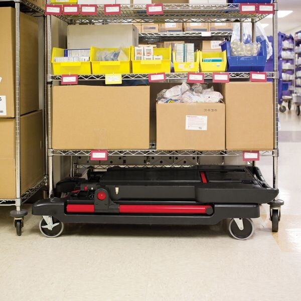 Plastic Convertible Utility Cart with Flush Plastic Shelf & Platform, Flat, 2 Shelves, 400 lb
