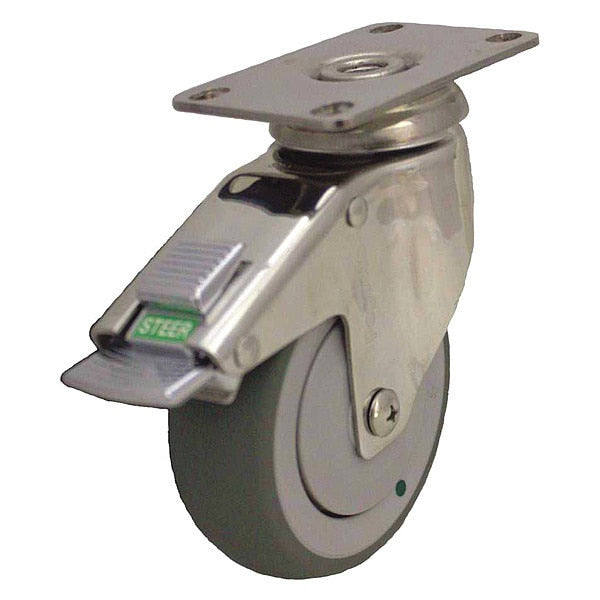 Swivel Plate Caster w/2-Position Directional Lock, 6 in.