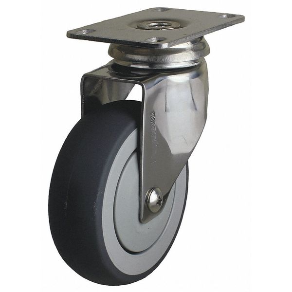 Swivel Plate Caster, TPR, 4 in., 240 lb.