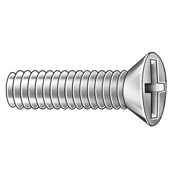 #10-32 x 1-1/4 in Phillips Flat Machine Screw, Plain Brass, 100 PK