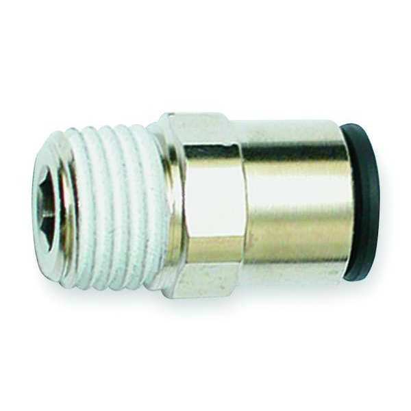 Nylon Male Connector, Push-to-Connect x MNPT, For 1/2 in Tube OD, 1/2 in Pipe Size, Black, 10 PK