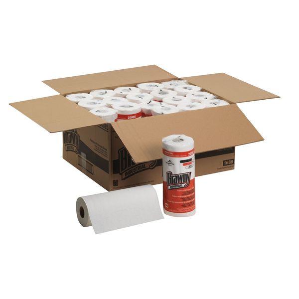 Dry Wipe Roll, Brawny D300, Poly Wrap, 60 ft, Double Recreped (DRC), 9 1/4 in x 11 in, White, 20 Pk