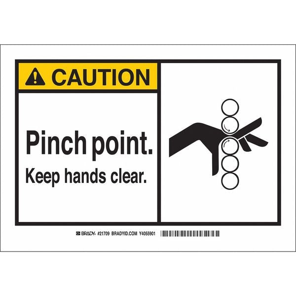 Caution Sign, 3 1/2 in Height, 5 in Width, Polyester, Rectangle, English