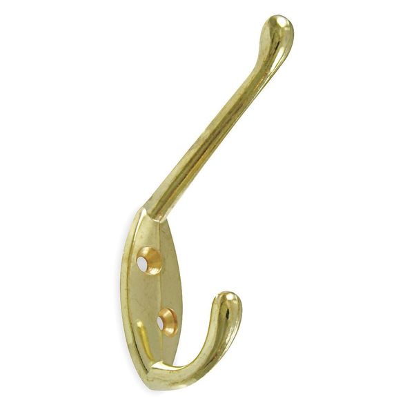 Coat and Garment Hook, 2 Ends, Brass