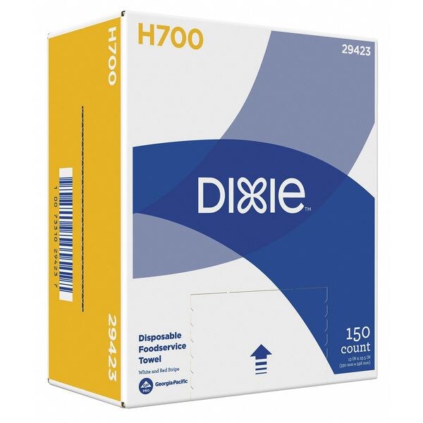 Dry Wipe, Red/White, Dispenser Box, Hydro-entangled (HEF), 150 Wipes, 13 in x 23 1/2 in