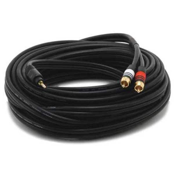 A/V Cable, 3.5mm(M)/2 RCA(M), 35ft