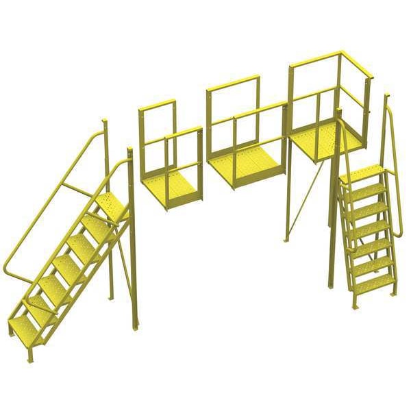 112 in Ladder, Steel, 7 Steps, Yellow Powder Coated Finish