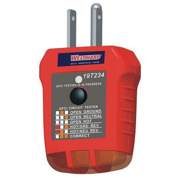 Receptacle Tester with GFCI, 110to 125VAC