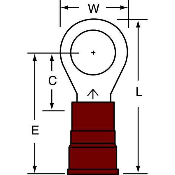 Scotchlok 22-18 AWG Vinyl Ring Terminal #6 Stud PK100
