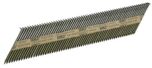 Collated Framing Nail, 3 in L, Bright, Clipped Head, 34 Degrees, 2500 PK