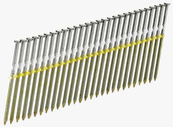 Collated Framing Nail, 2-3/8 in L, Bright, Flat Head, 20 Degrees, 5000 PK