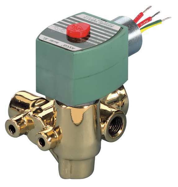 24V DC Brass Solenoid Valve, Normally Closed, 1/4 in Pipe Size