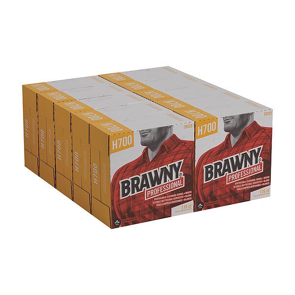 Dry Wipe, Brawny Pro Dispenser Box, Hydro-entangled HEF, 9 in x 12 1/2 in, White, 176 Sheets, 10 Pk