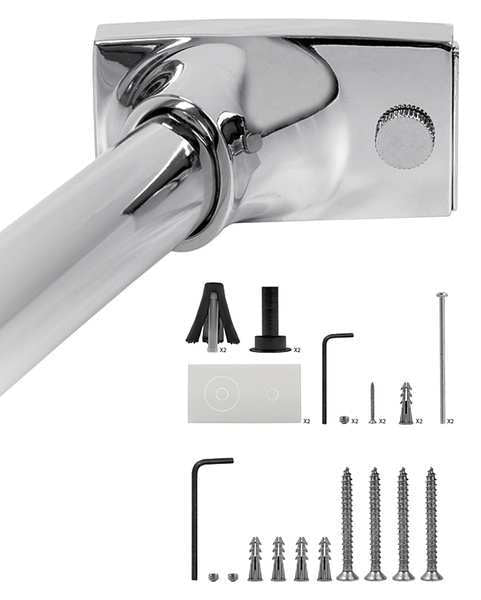 Curved Shower Rod, Chrome, 60In, 6 Proj, PK6