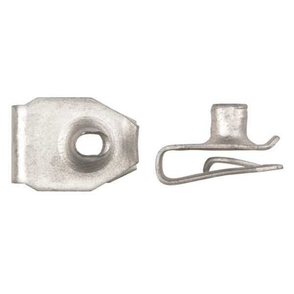 Spring Nut, #8, U Shape, Steel, Zinc Plated Finish, 25 PK