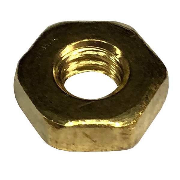 Hex Nut, #12-24, Brass, Not Graded, Plain, 5/32 in Ht, 10000 PK