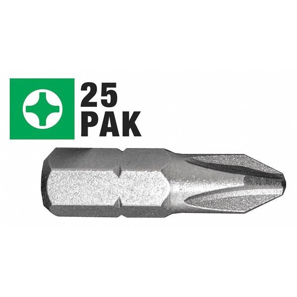 Phillips Insert Screwdriver Bit, 2, 25Pk