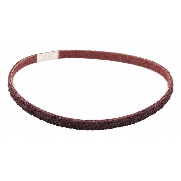 Sanding Belt, 1/2 in W, 18 in L, Non-Woven, Aluminum Oxide, 80 Grit, Medium, D0933, Maroon