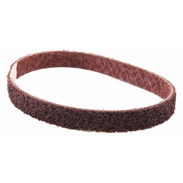Sanding Belt, 3/4 in W, 18 in L, Non-Woven, Aluminum Oxide, 80 Grit, Medium, D0933, Maroon