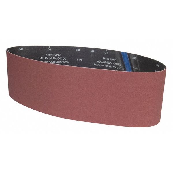 Sanding Belt, Coated, 6 in W, 48 in L, 50 Grit, Coarse, Aluminum Oxide, YP0998W, Brown