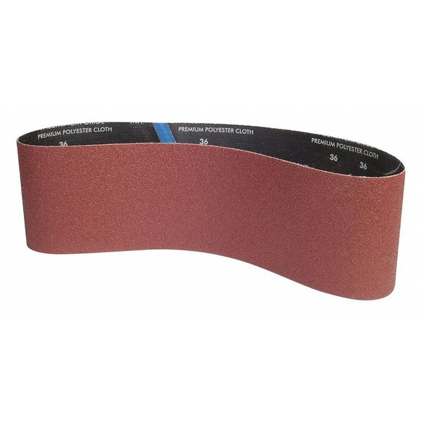 Sanding Belt, Coated, 4 in W, 36 in L, 50 Grit, Coarse, Aluminum Oxide, YP0998W, Brown