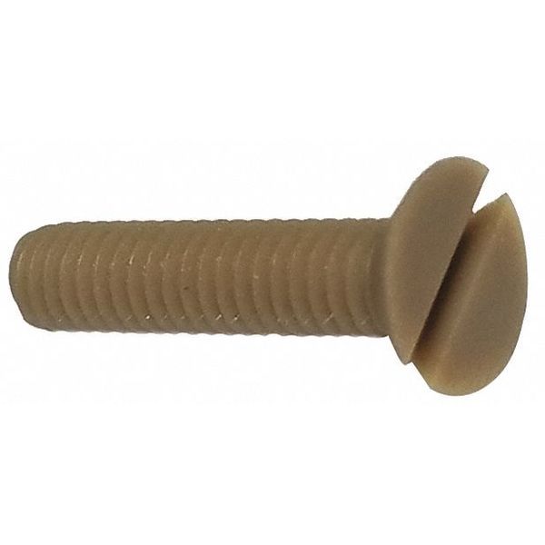 #10-32 x 1 in Slotted Flat Machine Screw, Plain PEEK, 10 PK