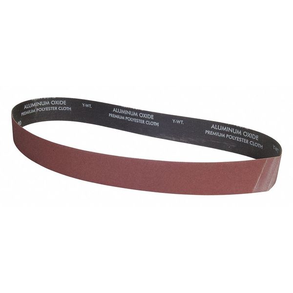 Sanding Belt, Coated, 2 in W, 48 in L, 80 Grit, Coarse, Aluminum Oxide, Brown
