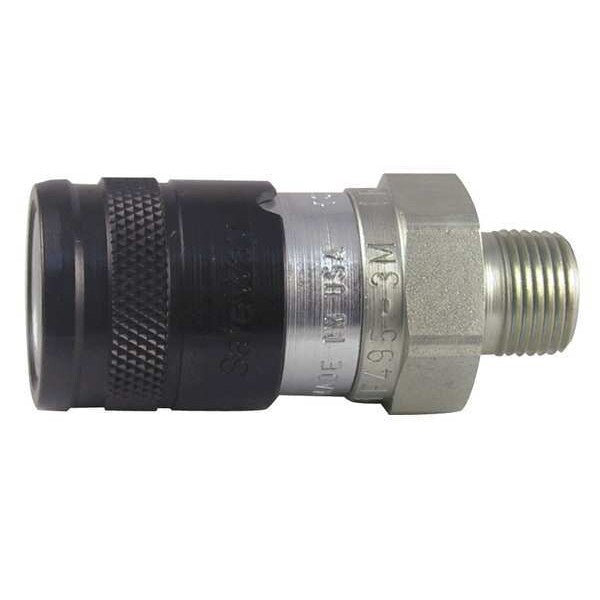 Hydraulic Quick Connect Hose Coupling, Steel Body, Push-to-Connect Lock, 3/8