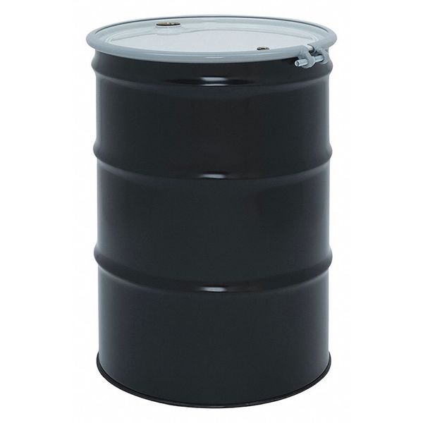 Open Head Transport Drum, Carbon Steel, 55 gal, Unlined, Black