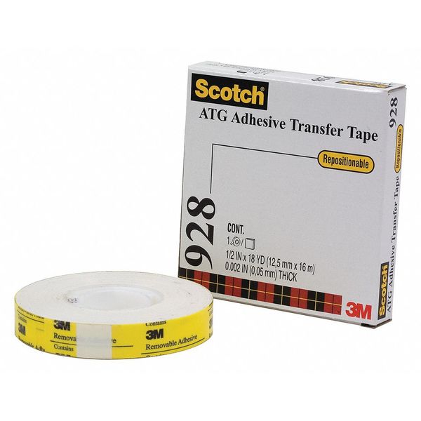 3M⢠928 Repositionable Adhesive Transfer Tape, 2.0 Mil, 3/4
